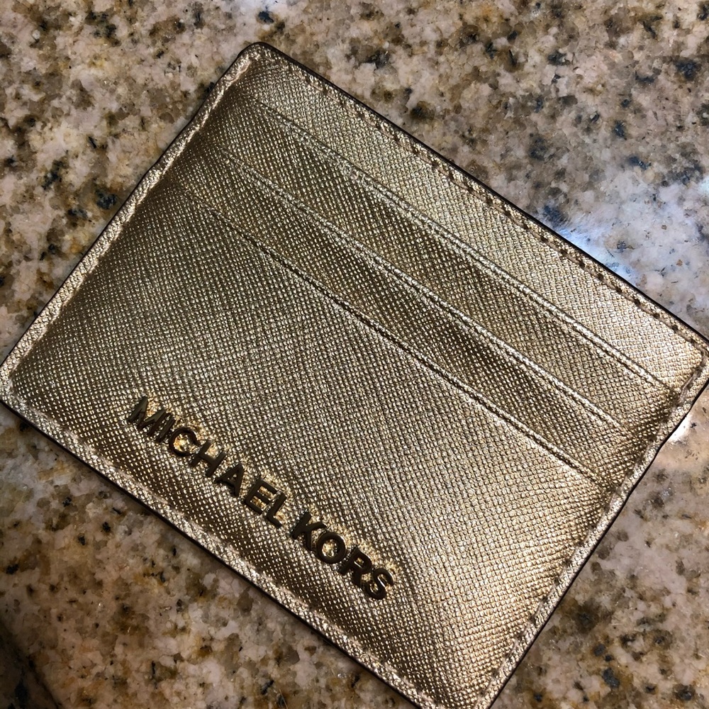 Michael Kors gold shimmer card holder